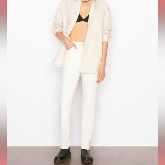 Frame Denim Denim - Frame Denim Le Italien True Straight Blanc Women Size  31